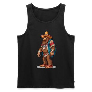 Sasquatch Bigfoot mexicain avec sombrero - Débardeur bio Premium Homme - noir - Devant - AI Model Male 178 light (178cm)