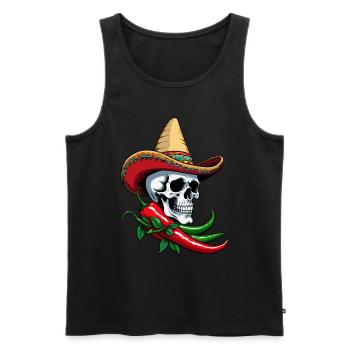 Aesthetic Chili Skull Design Mexikanisch Style - Männer Premium Bio Tank Top - Schwarz - Vorne - AI Model Male 178 light (178cm)