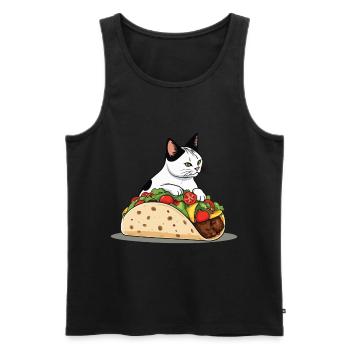 Taco Cat Cinco De Mayo Aesthetic Funny Food - Men's Premium Organic Tank Top - black - Front - AI Model Male 178 light (178cm)