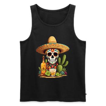 Sugar Skull Tequila Cinco De Mayo Mexique Célébration - Débardeur bio Premium Homme - noir - Devant - Michal (187cm)