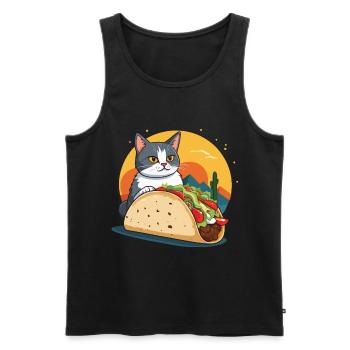 Taco Cat Cinco De Mayo Funny Aesthetic Design - Men's Premium Organic Tank Top - black - Front - AI Model Male 178 light (178cm)