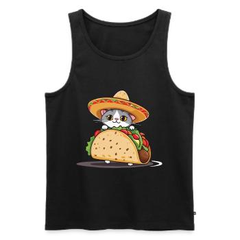 Taco Cat Cinco De Mayo Aesthetic Streetwear - Men's Premium Organic Tank Top - black - Front - AI Model Male 178 light (178cm)