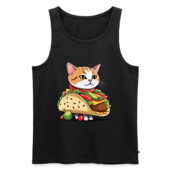 Taco Cat Cinco De Mayo Aesthetic Food Love - Men's Premium Organic Tank Top - black - Front - AI Model Male 178 light (178cm)