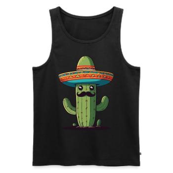 Cactus Fiesta Vacances Mexicaines Drôle - Débardeur bio Premium Homme - noir - Devant - Michal (187cm)