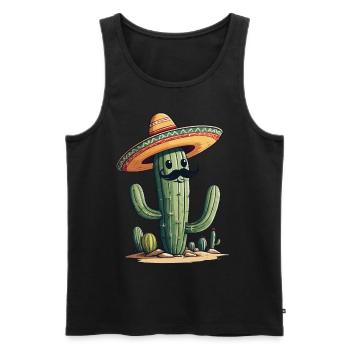 Cactus Fiesta Drôle De Vacances Mexicaines - Débardeur bio Premium Homme - noir - Devant - Michal (187cm)