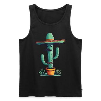 Cactus Fiesta Drôle De Vacances Mexicaines - Débardeur bio Premium Homme - noir - Devant - Michal (187cm)