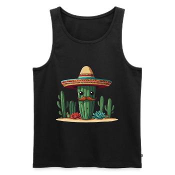 Cactus Fiesta Vacances Mexicaines Drôle - Débardeur bio Premium Homme - noir - Devant - Michal (187cm)