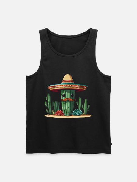 Cactus Fiesta Mexican Holiday Funny - Men's Premium Organic Tank Top - black