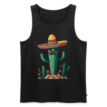 Cactus Fiesta Cactus avec Sombrero Funny Design - Débardeur bio Premium Homme - noir - Devant - Michal (187cm)