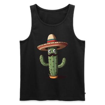 Cactus Fiesta Cactus avec Sombrero Funny Design - Débardeur bio Premium Homme - noir - Devant - Michal (187cm)