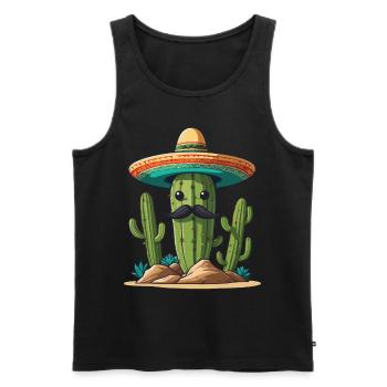 Cactus Fiesta Vacances Mexicaines Drôle - Débardeur bio Premium Homme - noir - Devant - Michal (187cm)