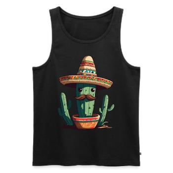 Cactus Fiesta Vacances Mexicaines Drôle - Débardeur bio Premium Homme - noir - Devant - Michal (187cm)
