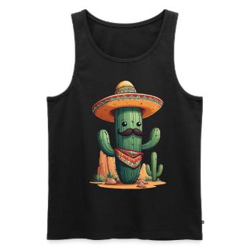 Cactus Fiesta Vacances Mexicaines Drôle - Débardeur bio Premium Homme - noir - Devant - Michal (187cm)