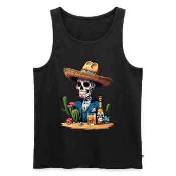 Zuckerschädel Ikonisches Mexiko Getränk Feiern - Männer Premium Bio Tank Top - Schwarz - Vorne - Michal (187cm)