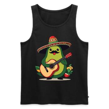 Avocado Mexican Mariachi Guitar Player - Men's Premium Organic Tank Top - black - Front - AI Model Male 178 light (178cm)