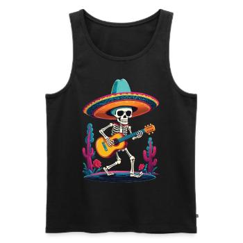 Joueur de guitare Mariachi mexicain squelette - Débardeur bio Premium Homme - noir - Devant - Michal (187cm)