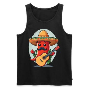 Chili Mariachi Guitariste Mexique Guitare Musique - Débardeur bio Premium Homme - noir - Devant - Michal (187cm)