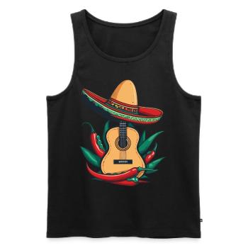 ikoniChili Mariachi Guitariste Fiesta Mexique - Débardeur bio Premium Homme - noir - Devant - Michal (187cm)