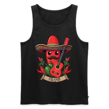 Chili Mariachi Gitarrist Mexiko Fiesta Design - Männer Premium Bio Tank Top - Schwarz - Vorne - AI Model Male 178 light (178cm)
