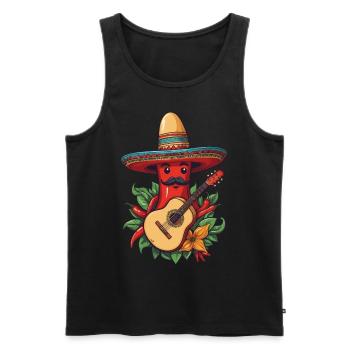 Chili Mariachi Guitariste Mexique Fiesta - Débardeur bio Premium Homme - noir - Devant - Michal (187cm)
