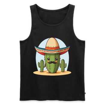 Cactus Fiesta Drôle De Vacances Mexicaines - Débardeur bio Premium Homme - noir - Devant - Michal (187cm)