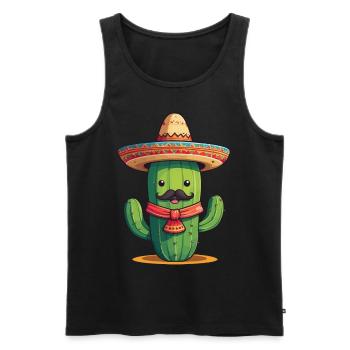 Cactus Fiesta Drôle De Vacances Mexicaines - Débardeur bio Premium Homme - noir - Devant - Michal (187cm)