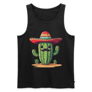 Cactus Fiesta Vacances Mexicaines Drôle - Débardeur bio Premium Homme - noir - Devant - Michal (187cm)