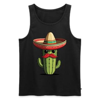 Cactus Fiesta Vacances Mexicaines Drôle - Débardeur bio Premium Homme - noir - Devant - Michal (187cm)