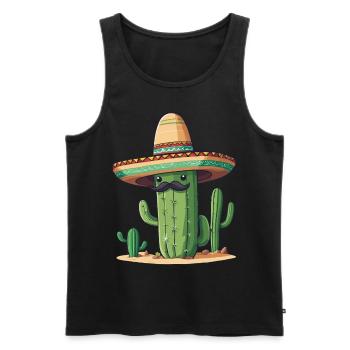 Cactus Fiesta Drôle De Vacances Mexicaines - Débardeur bio Premium Homme - noir - Devant - Michal (187cm)