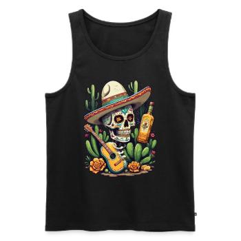 Tequila Skull Design Cinco De Mayo Mexique Célébration - Débardeur bio Premium Homme - noir - Devant - Michal (187cm)