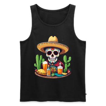 Tequila Skull Cinco De Mayo Mexique Célébration - Débardeur bio Premium Homme - noir - Devant - Michal (187cm)