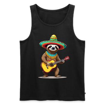 Faultier Mexikanischer Mariachi Gitarrenmusik - Männer Premium Bio Tank Top - Schwarz - Vorne - Michal (187cm)