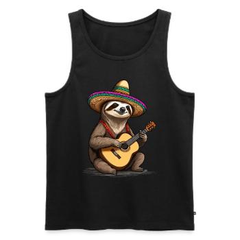 Sloth Mariachi Mexico Fiesta Music Fun - Men's Premium Organic Tank Top - black - Front - Michal (187cm)