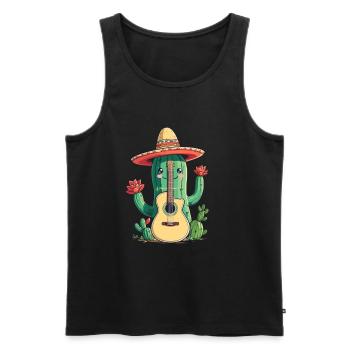 Kaktus Mexikanischer Mariachi Gitarrist Musiker - Männer Premium Bio Tank Top - Schwarz - Vorne - Michal (187cm)