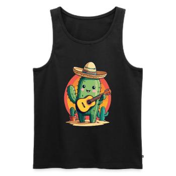 Cactus Mexicain Mariachi Guitariste Musique - Débardeur bio Premium Homme - noir - Devant - Michal (187cm)