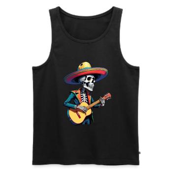 Mexicain Mariachi Squelette Guitariste Fiesta - Débardeur bio Premium Homme - noir - Devant - AI Model Male 178 light (178cm)