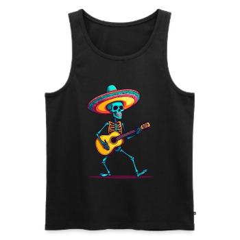 Mexican mariachi skeleton guitarist - Men's Premium Organic Tank Top - black - Front - AI Model Male 178 light (178cm)