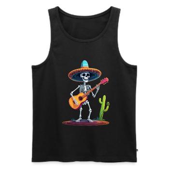 Mexican Mariachi Skeleton Guitarist Fiesta - Men's Premium Organic Tank Top - black - Front - AI Model Male 178 light (178cm)