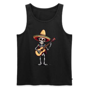 Mexican Mariachi Skeleton Guitarist Fiesta - Men's Premium Organic Tank Top - black - Front - AI Model Male 178 light (178cm)