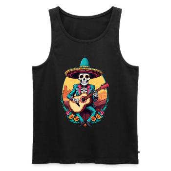 Mexican Mariachi Skeleton Guitarist Fiesta - Men's Premium Organic Tank Top - black - Front - AI Model Male 178 light (178cm)