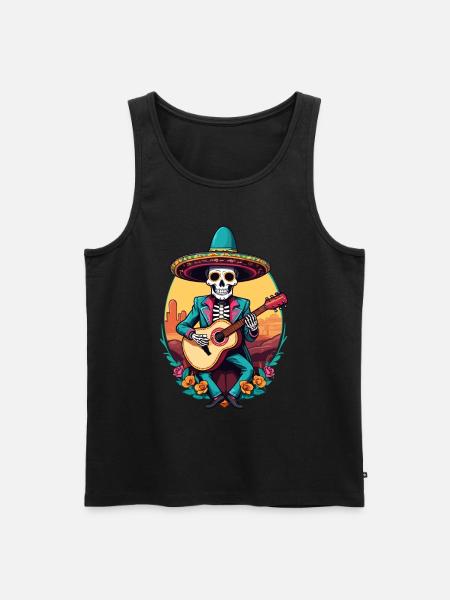 Mexican Mariachi Skeleton Guitarist Fiesta - Men's Premium Organic Tank Top - black