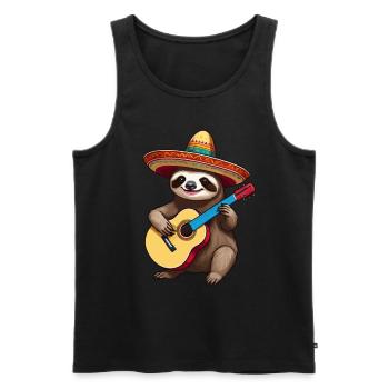 Faultier Mexikanischer Mariachi Gitarrenzauber - Männer Premium Bio Tank Top - Schwarz - Vorne - Michal (187cm)