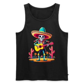 Mexican mariachi skeleton guitarist - Men's Premium Organic Tank Top - black - Front - AI Model Male 178 light (178cm)