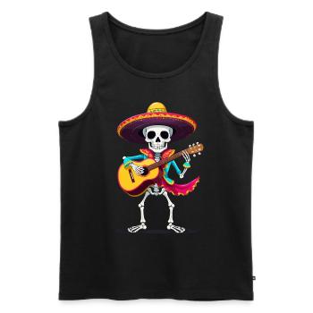 Mexican Mariachi Skeleton Guitarist Fiesta - Men's Premium Organic Tank Top - black - Front - AI Model Male 178 light (178cm)