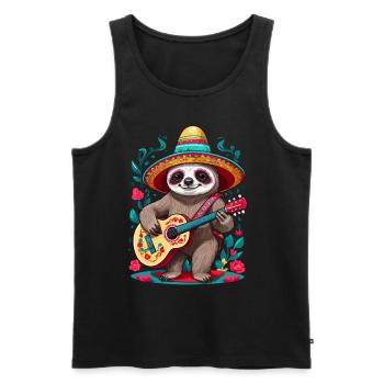 Sloth, Mariachi, Mexico, Music, Fiesta - Men's Premium Organic Tank Top - black - Front - AI Model Male 178 light (178cm)