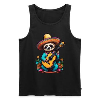 Paresseux Guitariste mariachi mexicain - Débardeur bio Premium Homme - noir - Devant - Michal (187cm)