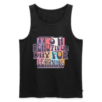 T-shirt « it’s A Beautiful Day Learning » - Débardeur bio Premium Homme - noir - Devant - Michal (187cm)