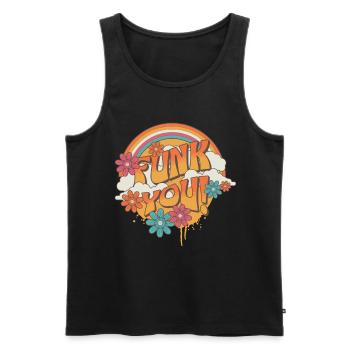 Funk You Vintage Music Tee - Männer Premium Bio Tank Top - Schwarz - Vorne - AI Model Male 178 light (178cm)