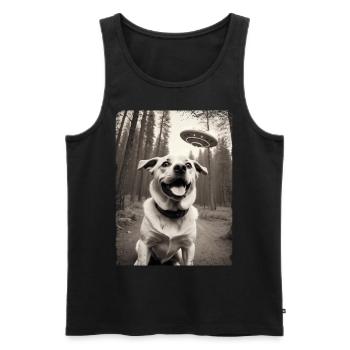 Hunde Selfie mit Außerirdischem Raumschiff Design - Männer Premium Bio Tank Top - Schwarz - Vorne - AI Model Male 178 light (178cm)