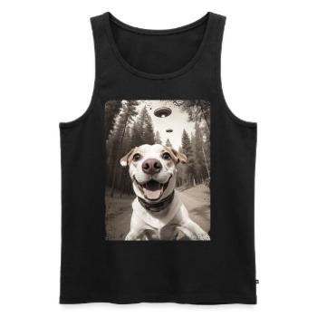Hunde Selfie Mit Außerirdischem Raumschiff - Männer Premium Bio Tank Top - Schwarz - Vorne - AI Model Male 178 light (178cm)